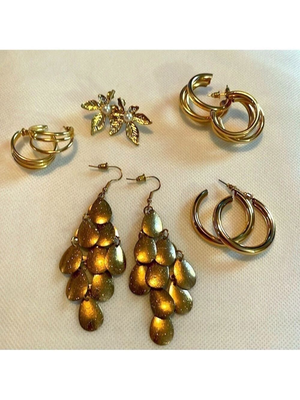 5 Pair Earring Set - Goldtone - Dangle & Hoops NWOT